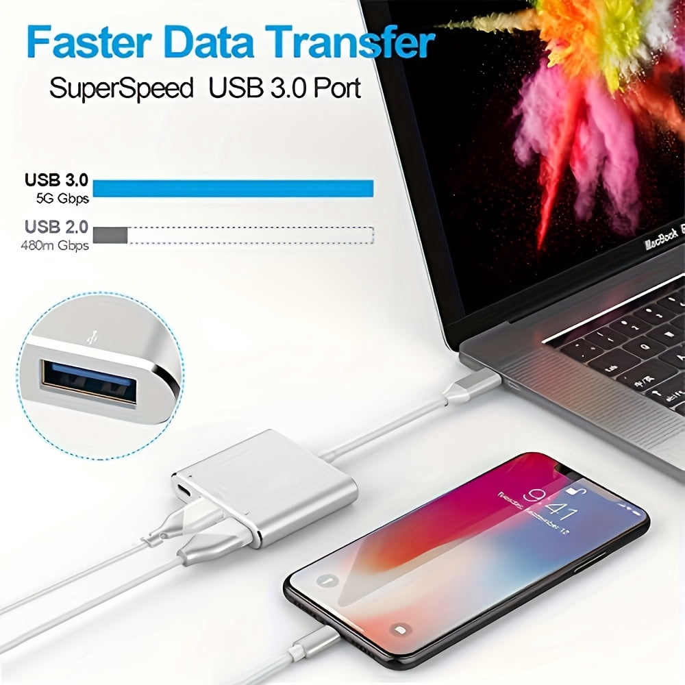 USB C Hub 3-in-1: 4K HDMI, 100W PD Charging, USB 3.0 for Laptop Tablet Phone Projector