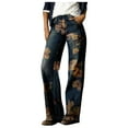 thumbnail image 2 of Jeans for Women Trendy Classic Fit Fashion Printed Long Jeans Pants Casual Solid Color Denim Pants Fall 2025 with Pocket, 2 of 3