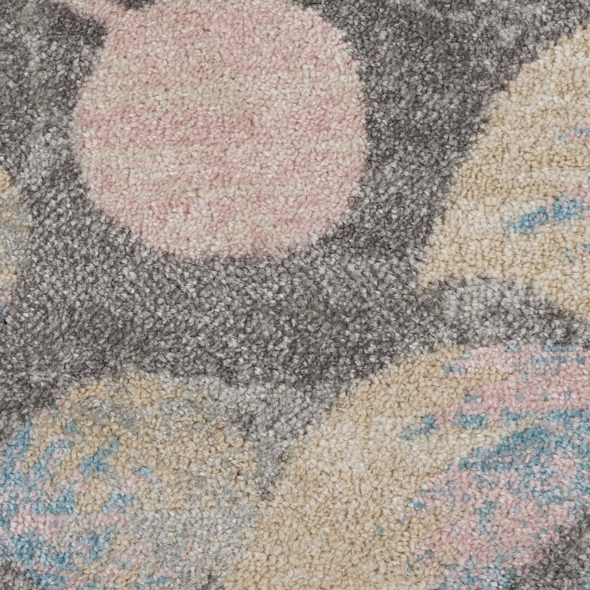 Serene Contemporary Botanical Grey/Beige 5'3" x ROUND Area Rug, (5' Round)