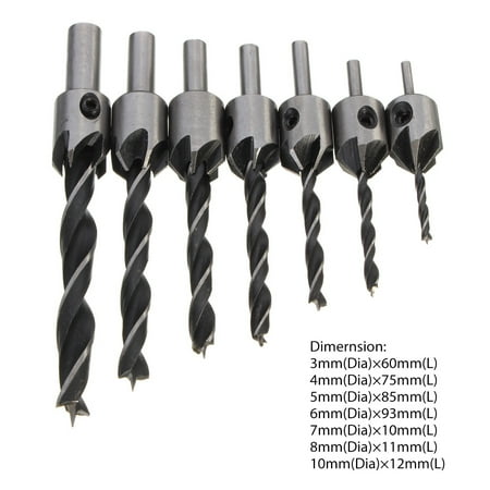 - Drillpro 7PCS HSS 5 Flute Countersink Drill Bit Set Reamer Woodworking Chamfer Tool 3mm-10mm