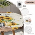 thumbnail image 5 of Sunflower Vintage Round Fitted Tablecloth with Elastic Edge, Waterproof Table Cloth Table Cover for 55"-60" Tables, Farmhouse Floral Botanical Brown Wooden Tablecloths for Dining Picnic Outdoor, 5 of 9