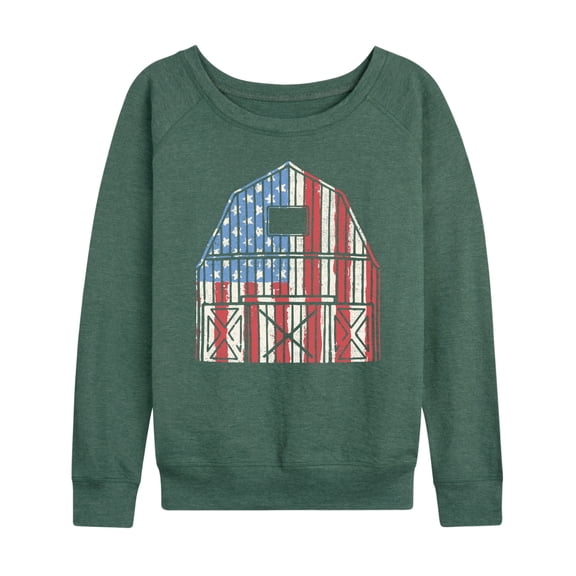Instant Message - USA Barn Lightweight French Terry Wide Neck Long Sleeve Graphic Shirt
