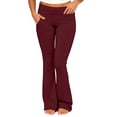 thumbnail image 2 of Admvng Womens Flared Pants Solid Casual Elastic Waist Yoga Workout Pants, 2 of 9