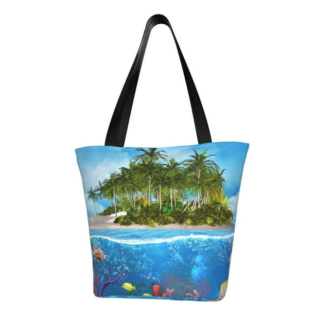 Disketp Island And Coral Reef Bolsa de Hombro Casual para Mujer, Bolso Cruzado para Compras, Viajes y Uso Diario
