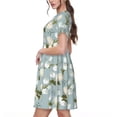 thumbnail image 2 of Logiee Tulips Flowers Print Womens Summer Dress,Casual Short Sleeve Sundresses,Beach A-line Shift Dress with Pockets, 2 of 6