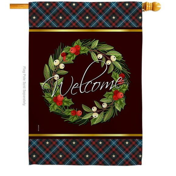 USA Decoration H170030-BO Christmas Berry Wreath Food Fruit 28 x 40 in. Double-Sided Decorative Vertical House Flags for Decoration Banner Garden Yard Gift
