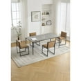 thumbnail image 3 of Modern Dining Chairs set of 2, Upholstered Linen cushions and backrest with minimalist craft iron racks, Coffee, 3 of 9