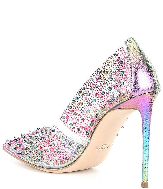 Steve Madden Various Rainbow Sexy Stiletto Rhinestone Embellished Studded Pumps (6.5, Rainbow)