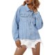 thumbnail image 5 of VISgogo - Chaqueta de mezclilla lavada para mujer, manga larga, con botones, suelta, para novio VISgogo moda, 5 of 9