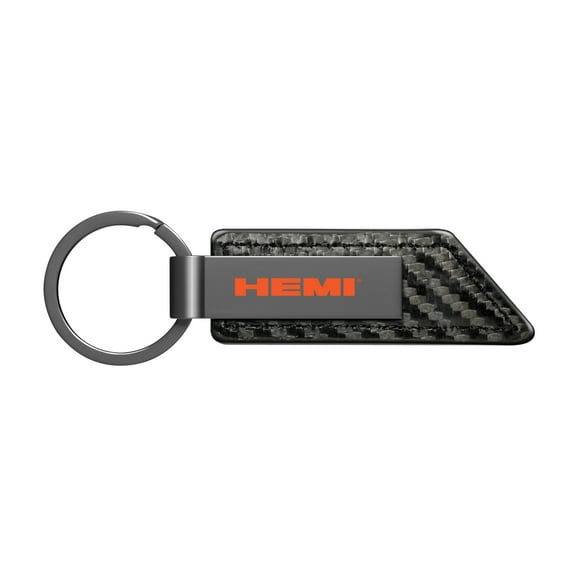 HEMI Logo Black PU Leather Carbon Fiber Texture Strap Black Metal Bar LED Printed Logo Key Chain
