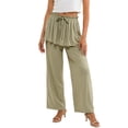 thumbnail image 3 of Noric Women Straight Leg Peplum Pants with Pockets High Waisted Drawstring Casual Summer Flowy Palazzo Pants Loose Fit, 3 of 7