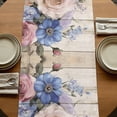 thumbnail image 5 of Pink Purple Roses 90 Inch Table Runner, Vintage Spring Botanical Wooden Farmhouse Dresser Scarf Cotton & Linen Tablerunner for Dining/Kitchen Island/Holiday Party Décor 13" x 90", 5 of 9