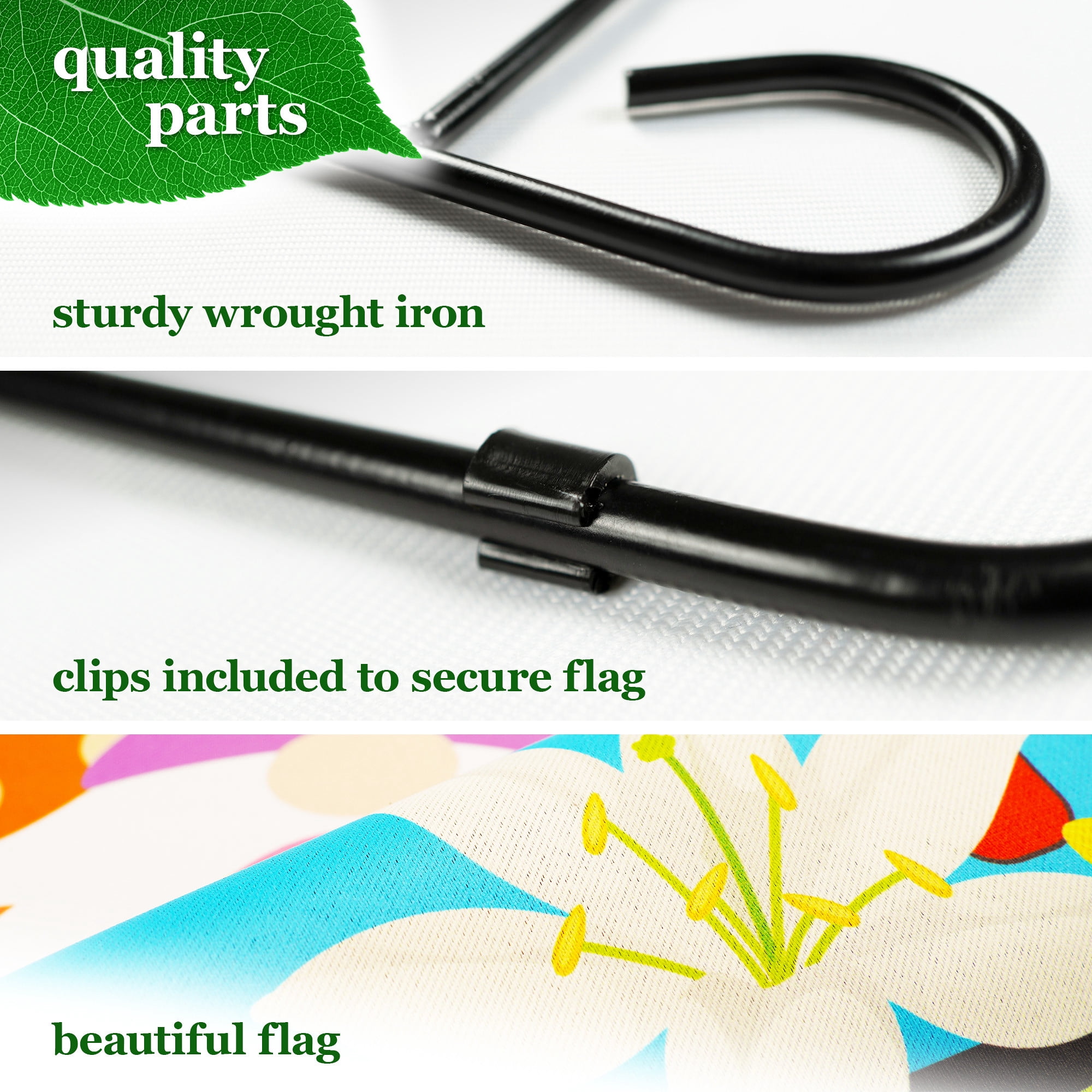 G128 2sets: 36"x16" Flag Stand & 12"x18" Double Sided Gnome Truck Garden Flag Easter Polyester