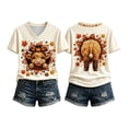 thumbnail image 6 of Thanksgiving T Shirts for Women Short Sleeve V Neck Casual Funny Cute Highland Cow Graphic Tee Shirt, 6 of 6