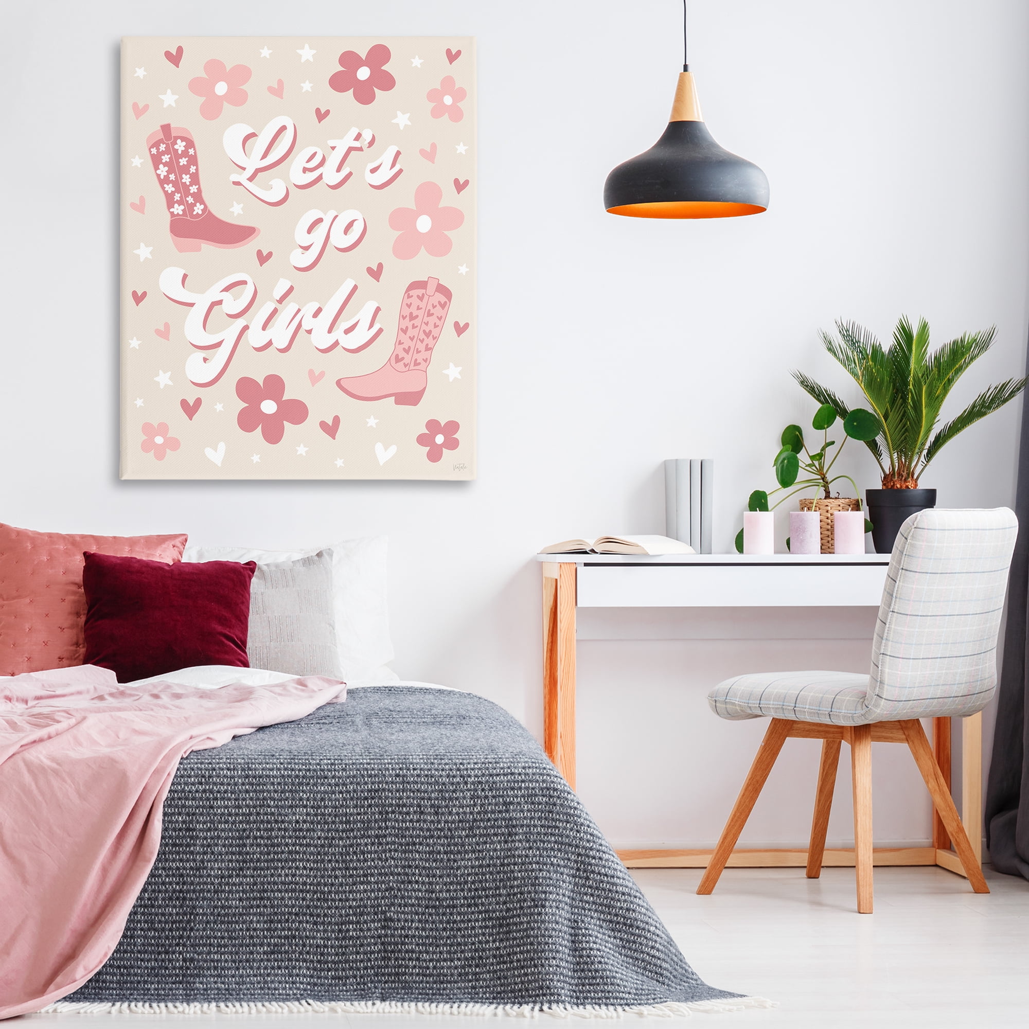 Stupell Industries Groovy Let's Go Girls Entertainment Painting Wrapped Canvas Art Print Wall Art, 36 x 48