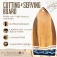 thumbnail image 2 of FUSIONOVA Acacia Cutting Board with Epoxy - Surfboard Shaped Wood Cutting Board with Waves, Beach House Essentials - Epicure, Gourmet, Cheese Lovers - Unique Kitchen Gift - Surf Decor C104, 2 of 3