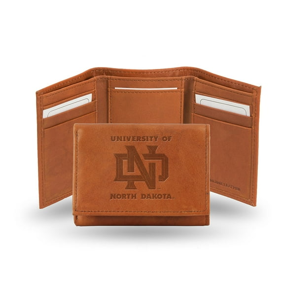 University North Dakota UND Embossed Leather Trifold Wallet