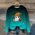 thumbnail image 2 of DOSUKRAI Womens Halloween Sweatshirt Spooky Season Funny Long Sleeve Graphic Crewneck Pullover Tops Cute Ghost Sweater Light Blue,XXL, 2 of 9