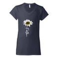 thumbnail image 2 of Wild Bobby Faith Flower Script Inspirational/Christian Women Standard V-Neck Tee, Navy, Large, 2 of 6