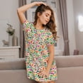 thumbnail image 3 of Yiaed Travel Print Women's Loose-Fit Short Sleeve Nightgown, Soft and Comfortable Sleep Dress for Relaxation and Sleepwear, 3 of 6