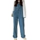 thumbnail image 4 of Pantalones vaqueros de tirantes para mujer Pantalones anchos sueltos Pantalones de pierna recta, azul claro, M tholdsy AP001488-02B, 4 of 7