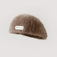 thumbnail image 2 of qolati Womens Knitted Faux Furs Beret Hat Furry Artist Beanie Hat Winter Warm Newsboy Cap, 2 of 2