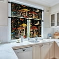 thumbnail image 2 of Colorful Mushroom Kitchen Window Curtains Valance and Tier Set 36 Inch, Butterfly Plant Moon 3 Piece Window Treatment Tiers for Living Room Bedroom Black Kitchen Decor Drapes, 2 of 6