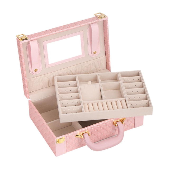 Joyero portátil con asa Yuyangstore organizador de joyas 27,3 cm x 20 cm x 9,3 cm