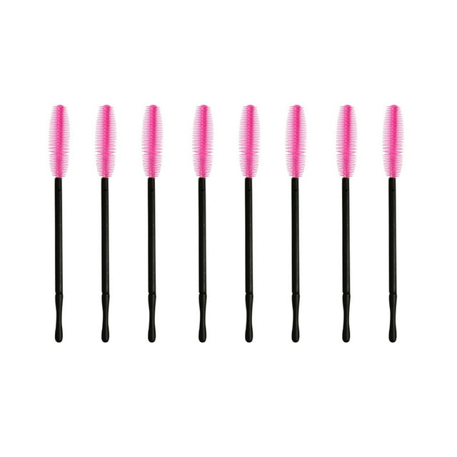 50 Pcs Brosse à Cils Jetable Peigne à Sourcils Outil de Greffage de Cils Portable Rouleau de Cils en Silicone pour Filles Rouge Rose