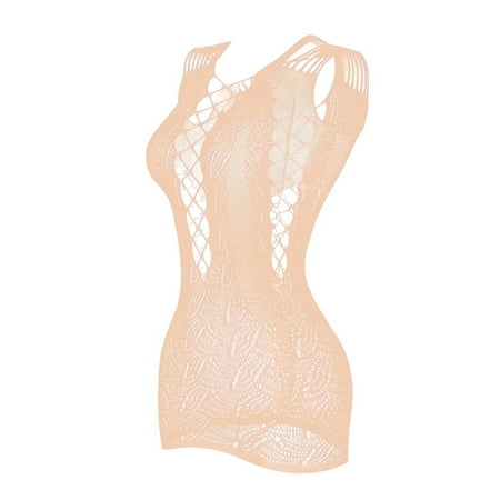 Women Babydoll Stretchy Fishnet Bodystocking Lingerie Full Body Stockings Mesh Bodysuit Teddy One Piece Bodysuits