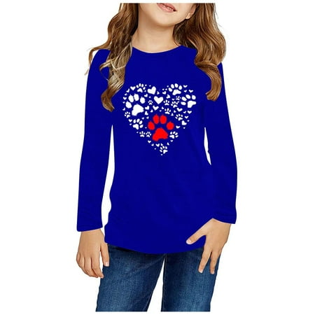 

ATOGUTA Teens Undershirts Casual Crew Neck Tops Fall Winter Blouses Blue Size 3T-14