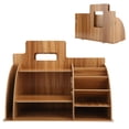 thumbnail image 4 of Desktop Organizer Multifunction Wooden Storage Rack Stationery Pen Holder Container, 4 of 5