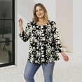 thumbnail image 4 of Womens Plus Size Tunics Tops 3/4 Sleeve Shirts Pleated Floral Blouses XL-5XL, 4 of 7