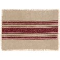 thumbnail image 3 of Ashton & Willow Antique Creme Red White Seasonal Decor Vintage Burlap Stripe Cotton Stenciled Cotton Burlap Striped Rectangle Placemat Set of 6, 3 of 6