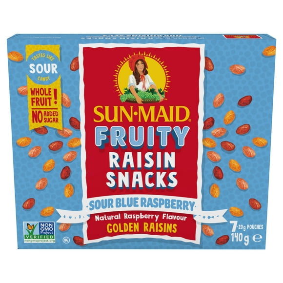 Sun-Maid Collations Fruitees aux Raisins Secs, Framboise Bleue Surette 140g SM BL RSPB RAIS SOUR - FRENCH