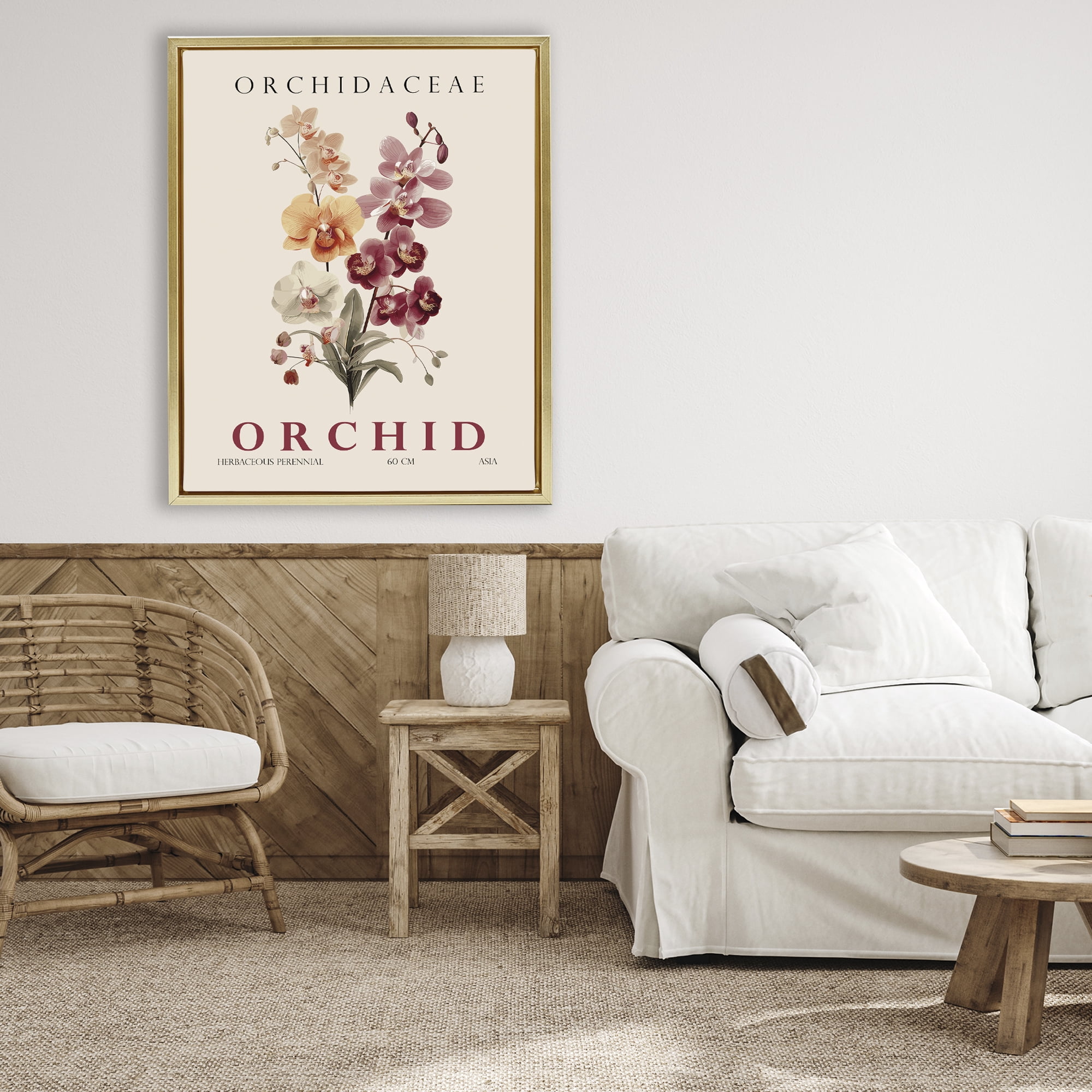 Stupell Industries Natural Orchid Bundle Gold Framed Floater Canvas Wall Art, design by Christopher Giampietro