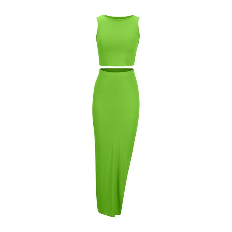 Kaemgyyd Two Piece Maxi Skirt Sets for Women Bodycon High Kaemgyyd Two Piece Maxi Skirt Sets for Women Bodycon High