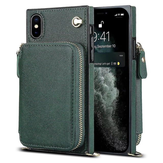 Funda tipo cartera para iPhone XS Max con tarjetero y correa para el hombro para mujer