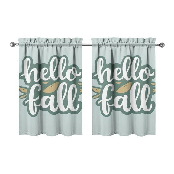 Rod Pocket Curtains Thanksgiving Feast Family Gathering Autumn Decor,27.5x36in kitchen curtains fall holiday curtain