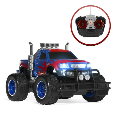 Best Choice Products 1/16 Scale Kids RC Off-Road Remote Control Monster Truck Racecar Toy w/ Climbing Style Tires, 9.3MPH Max Speed, Headlights, All Terrain Design, Racing Flames - (Best Mini Rc Truck)