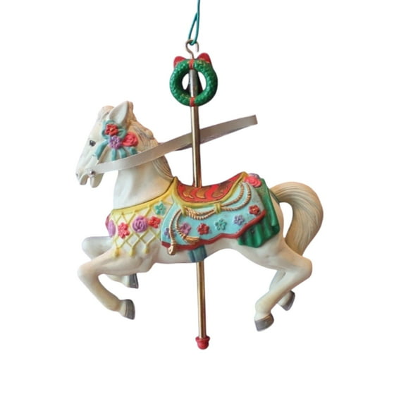1990 Christmas Go-Round (Carousel Horse) Carlton Cards Christmas Tree Ornament 102346-2