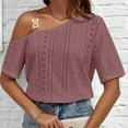 thumbnail image 1 of Shorts pour Femmes, Blouses pour Femmes, Mode Décontractée, Hauts à Col Court Unis, Blouses à Col Asymétrique, 1 of 5