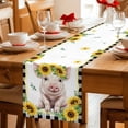 thumbnail image 5 of Sunflower Pig Table Runner 70 Inches, Summer Eucalyptus Black Buffalo Plaid Bed Runner Dresser Scarves Tabletop for Indoor Outdoor Parties/Ceremony/Banquet, 13" x 70", 5 of 9