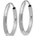 thumbnail image 3 of 14K White Gold 2mm Diamond-Cut Endless Hoop Earrings (18 X 18) Made In Peru xy1201, 3 of 6