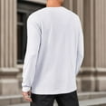 thumbnail image 4 of Mens T-Shirts Autumn Winter Solid Color Round Neck Long Sleeve Loose Casual Tops Tshirts Holiday Wear, 4 of 6