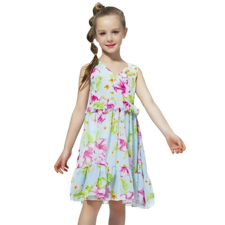 

HTGFGMGW Summer Dresses for Girls Child Fly Sleeve Cartoon Butterfly Stripe Prints Summer Beach Sundress Party Dresses Princess Dress Toddler Girl Dress Baby Flower Girl Dress Hot Pink