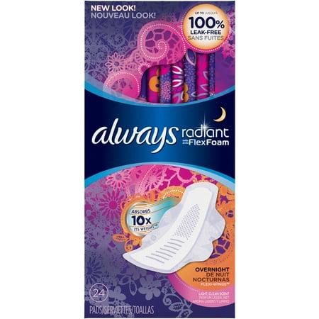 UPC 037000815723 product image for Always Radiant Infinity Overnight with Wings Scented Pads 24 count | upcitemdb.com