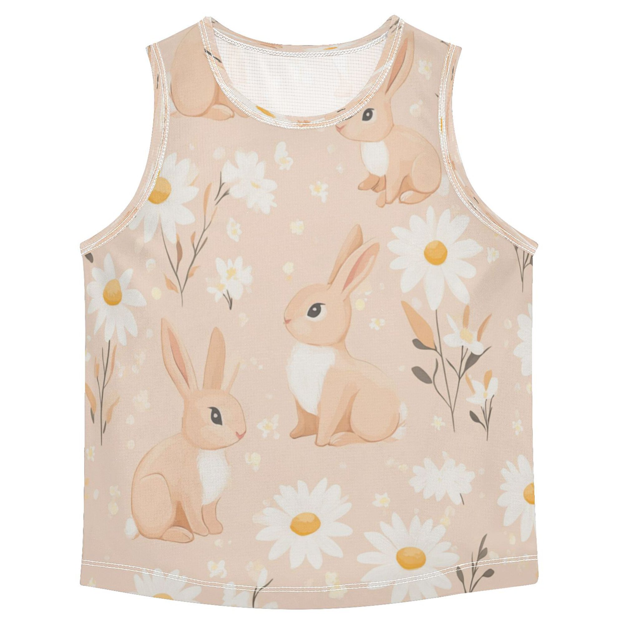 Boys Athletic Quick Dry Tank Tops Boys Sleeveless T-Shirts Kids Running Vest Bunnies and Daisies Pattern 3T