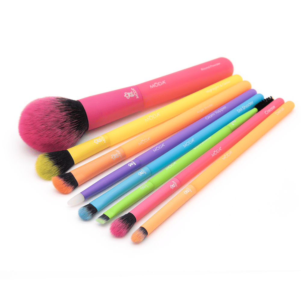 Moda Brush Totally Electric Full Face 8pc Makeup Brush Kit