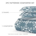 thumbnail image 4 of Noble Linens 3-Piece Light Blue Daisy Medallion Reversible Print Comforter Set, King/CalKing, 4 of 9